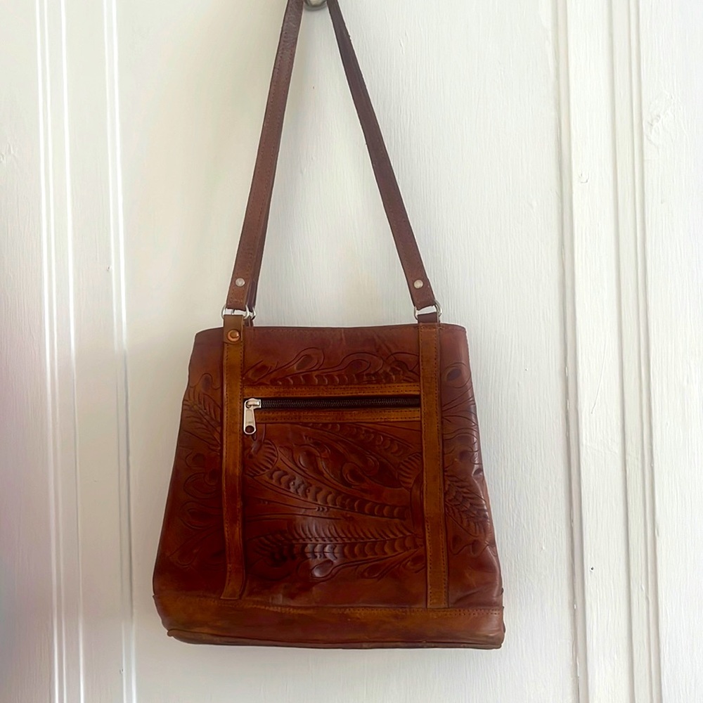 One of a Kind Stamped Leather Bag
